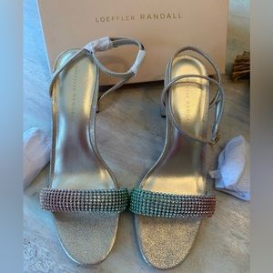 Loeffler Randall shay crystal embellished ankle strap sandals size 8-1/2